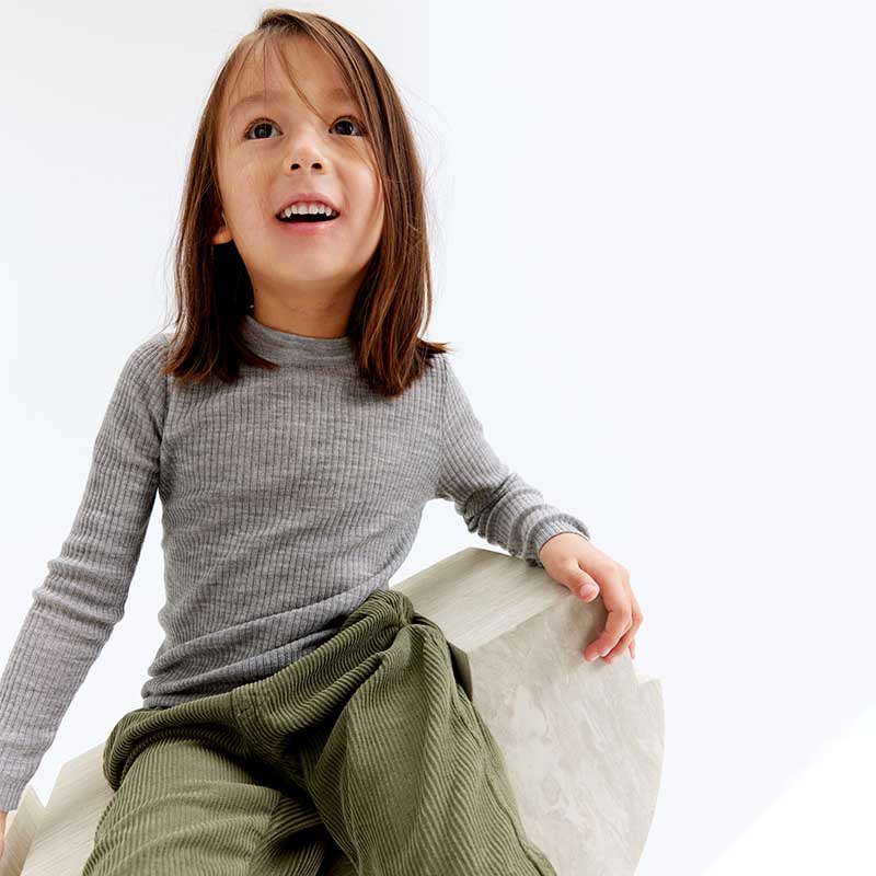 Wool L Sleeve KidsJr, Light Grey Melange, hi-res